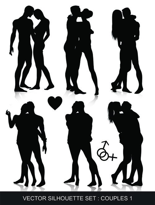 free vector Romantic lovers silhouette vector